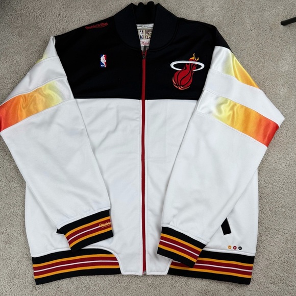Mitchell & Ness Miami Heat NBA Hardwood Classics Track Jacket‎ White Black 2XL